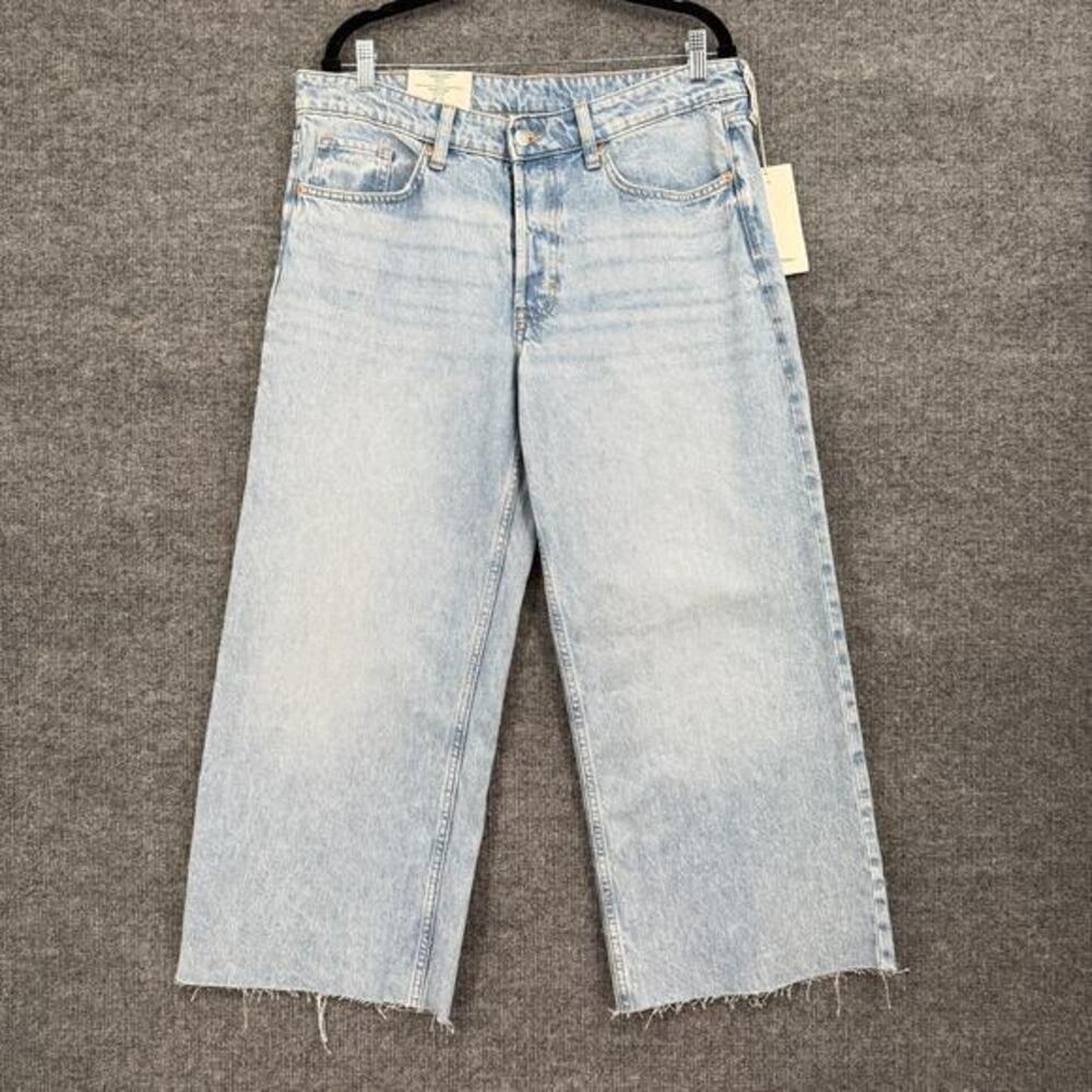 H&M Womens Baggy Wide Leg Jeans Sz 10 Light Wash Loose Fit Low Waist Skater NWT